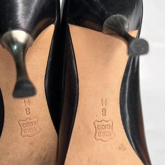 Vero VE Black Leather Pumps with fringe buckle - Picture 9 of 13